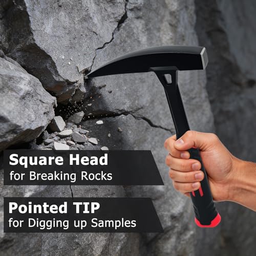 KANDAZA 22 oz Geology Rock Hammer, Pointed Rock Pick for Rockhounding