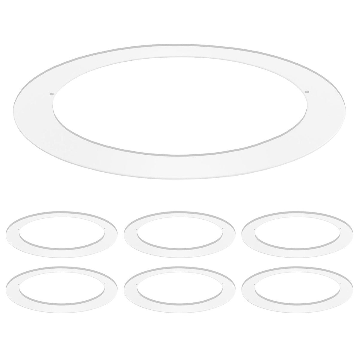 Luxrite 6 Pack White Goof Trim Ring for 5/6 Inch Recessed Lights and Ceiling Light Fixtures, Outer Diameter 8 Inches, Inner Diameter 6.14 Inches, Metal Construction, Cover Damaged or Messy Ceilings