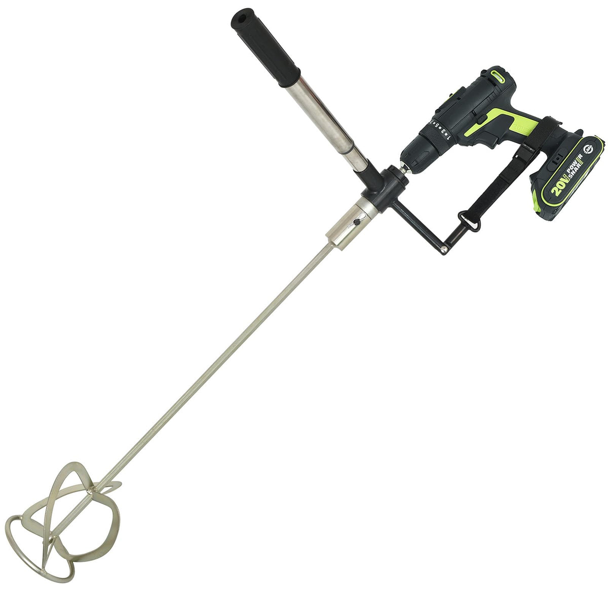 MightyPhine Cement & Concrete Mixer Drill Attachment - Heavy Duty Steel Mixing Paddle for Mortar, Grout, and Stucco - Spiral Mixing Bit for 5 Gallon Buckets - Rust Resistant Drywall Mud & Paint Mixer
