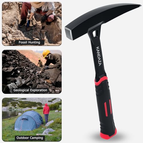 KANDAZA 22 oz Geology Rock Hammer, Pointed Rock Pick for Rockhounding