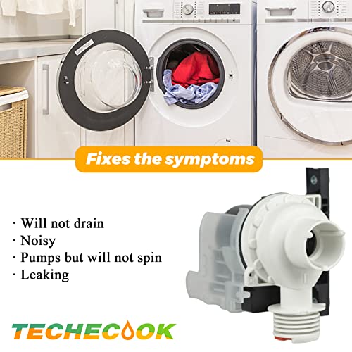 137221600 134051200 137151800 Washer Drain Pump by Techecook (365-DAYS WARRANTY) - Fit for Kenmore Frigidaire Washing Machine - Replacement Part 137108100 134740800 AP5684706 134740500 PS7783938