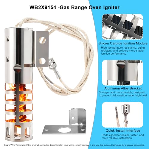 WB2X9154 Oven Igniter Compatible with GE Round Gas Range Igniter Replacement Parts WB13K10027 WB13K3 PS243425 AP2014008