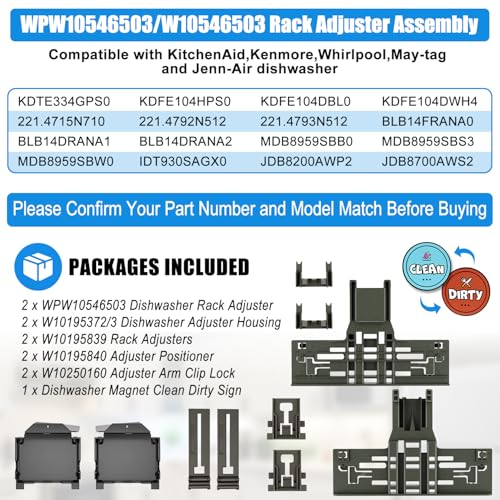 WPW10546503 Dishwasher Upper Rack &W10195372 W1019