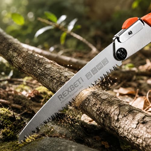 REXBETI 11-Inch Folding Saw, Heavy Duty Hand Saw, Wood & Camping, SK5 Steel