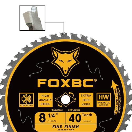 FOXBC 8-1/4 Inch Table Saw Blade 40 Tooth, Replacement for Freud Diablo D0840, DeWalt DWA181440 Finishing Circular Saw Blade, DeWalt Table Saw with 5/8" Arbor, Diamond Knockout