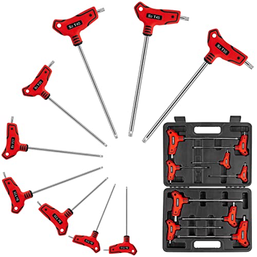 TOMMARS 9PC T-Handle Torx Wrench Set, Tamper Proof, T10-T50