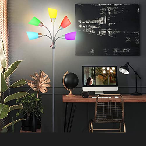 OTTOSEA 5 Pack Plastic Lampshade, 5.7 inch High, 4.1 inch Diameter, 1.65 inch Fitter, Replacement Plastic Lamp Shade for LED Floor Lamp [5colors]