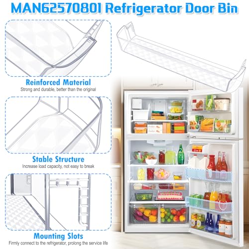 [2 PACK]UPGRADED MAN62570801 Refrigerator Door Bin