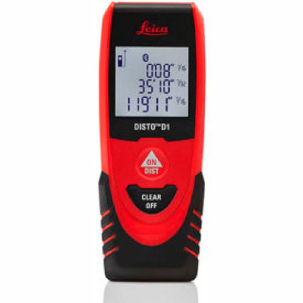 Leica Geosystems DISTO D1 120ft Laser Distance Measure with Bluetooth 4.0, Black/Red