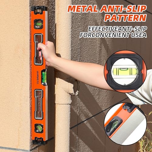 URASISTO 5-Piece Spirit Level Set, 10", 16", 24", 32", 48" Level Set with Magnetic Torpedo Level, 45°/90°/180°Bubbles Measuring, Aluminium Alloy Levels with Carrying Bag