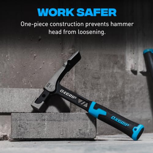 OX Ultrastrike Brick Hammer 20 oz - One-Piece Steel, Anti-Vibration