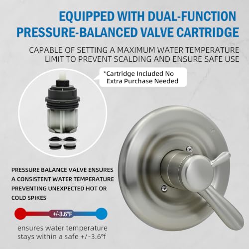 Shower Trim Kit Compatible with Delta Lahara 17 Series, T17038-SS Dual-Function Shower Valve Trim with Temperature and Volume Control