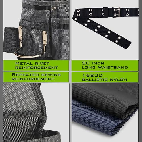 VIDAR TOOLS Small Tool Belt Pouches,Tool Belts for men,magnetic tool belt,11-Pockets,Electrician Construction,Carpentry.Heavy Duty nylon belt with metal buckle.1680D Oxford.