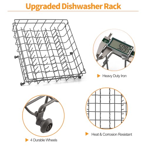 Upgraded 5304535380 Dishwasher Upper Rack Replacement Parts for Frigidaire Kenmore Dishwasher Rack FFCD2413US4A FBD2400KB12B Upper Dishrack Assembly Frigidaire Crosley Dishwasher Top Rack Rollers