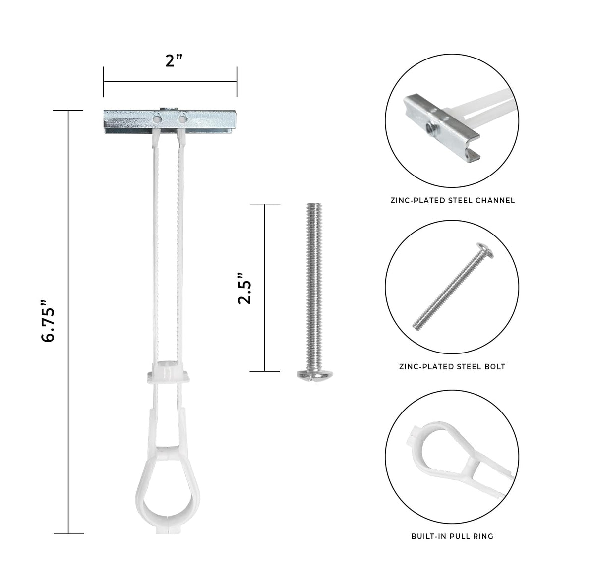 TITAN ANCHORS 100-Pack 1/4"-20 Heavy Duty Quick Toggle Anchors with Bolts Set, for Drywall, Metal Studs, and Concrete Block, Holds 260+ Lbs., 100 Toggles + 100 Bolts