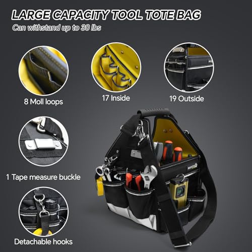 MARUTAI 10in Small Tool Tote Bag, 43-Pocket Organizer for Vehicle Storage