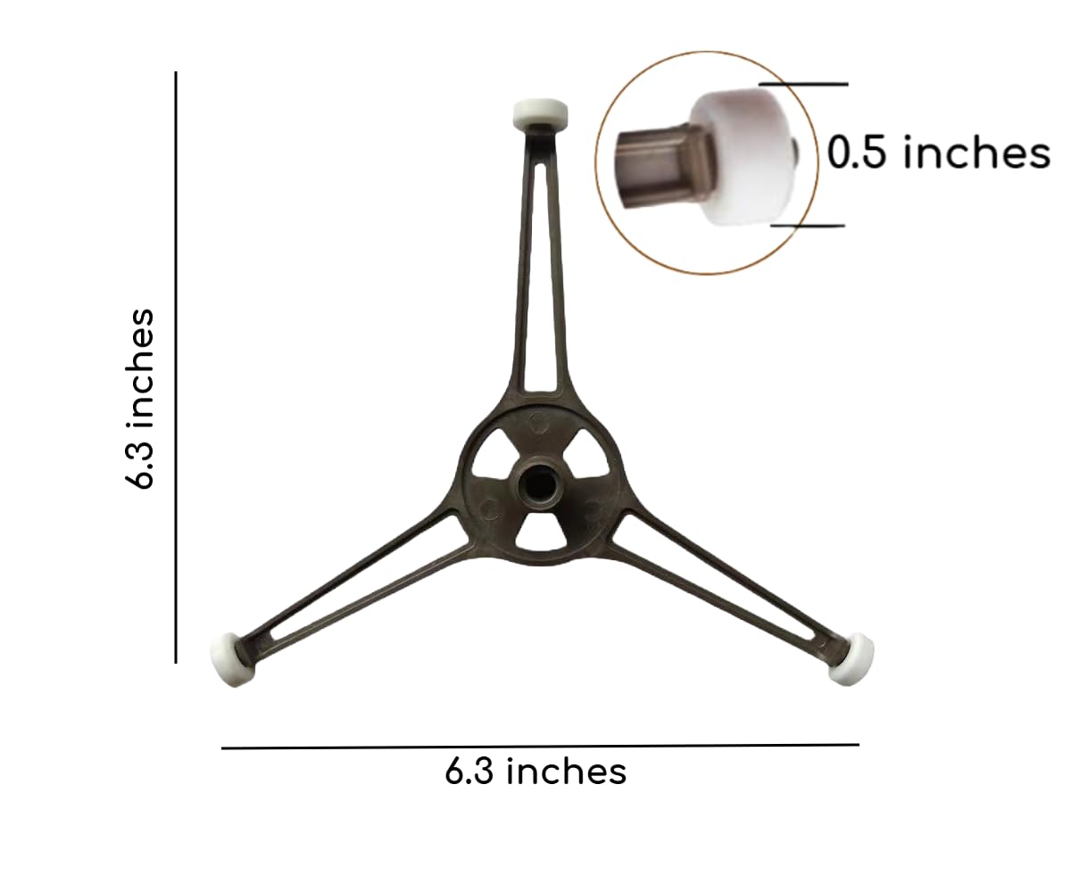 1-Pack Microwave Oven Flat Turntable Ring Roller Glass Plate Tray Triple Arm Rotating Support Holder with Wheels Rotating Ring Roller Replacement Arm - Length 3.54" / 9 cm Microwave Plate Replacement