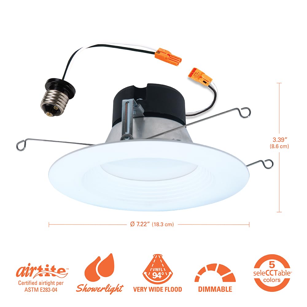 HALO LT 5/6 inch LED recessed Can Light Trim, 5 CCT, Dimmable, 750lm 6PK