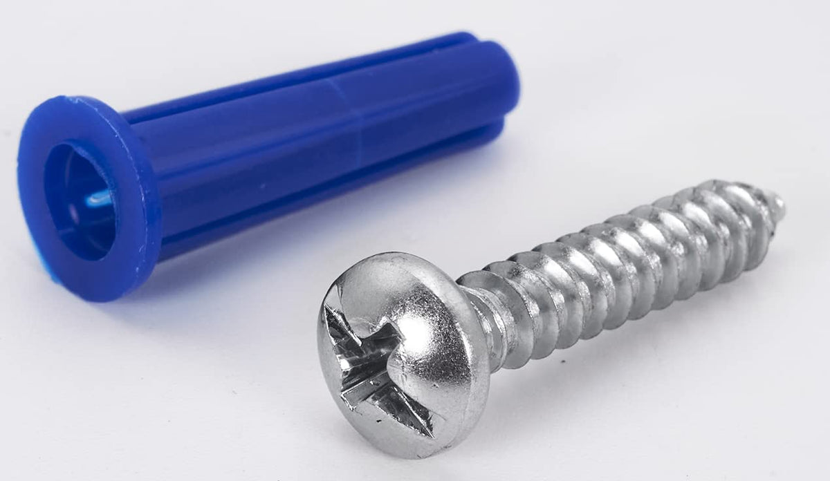 CONFAST® #10-12 Plastic Conical Blue Bantam Drywall Wall Anchor Kit PAK1012, Includes (100) Anchors, (100) Screws and (1) Drill bit (201 Pieces)