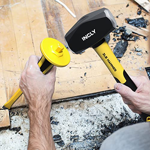 INCLY 4 PCS Geology Rock Pick Equipment Kit, Rock Hammer and Chisel Set