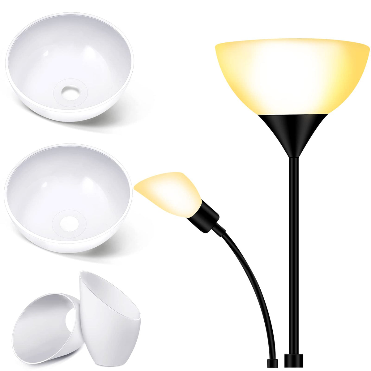 Hortsun 4 Pcs Lamp Shades for Floor Lamps, Replacement Plastic Lampshade