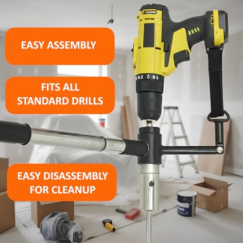 MightyPhine Cement & Concrete Mixer Drill Attachment - Heavy Duty Steel Mixing Paddle for Mortar, Grout, and Stucco - Spiral Mixing Bit for 5 Gallon Buckets - Rust Resistant Drywall Mud & Paint Mixer