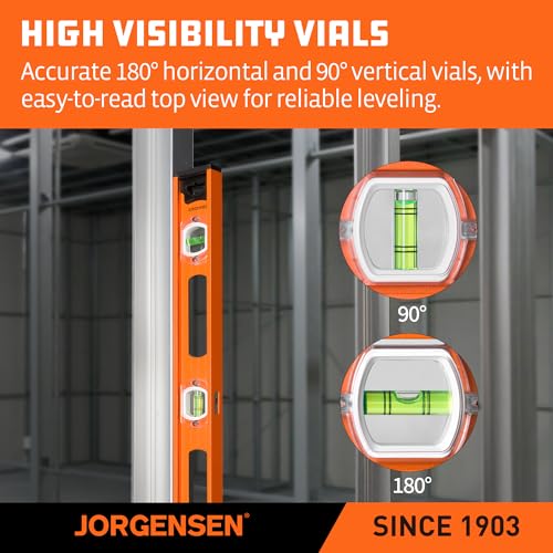 JORGENSEN 24" Magnetic I-Beam Level tool, 90°/180° Spirit 2' Leveler Tool
