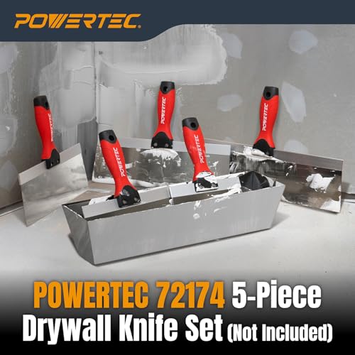 POWERTEC 14" Stainless Steel Mud Pan, Drywall Tapping Repair Tool, Compound Holder (72205)