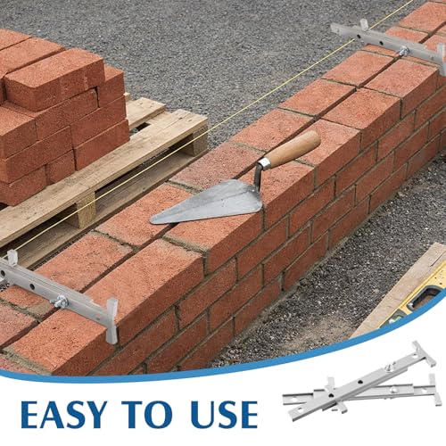 DoubleFill 2 Pair Aluminum Line Stretchers Adjustable 4-12 Inch, Heavy Duty Sliding Blocks for Masonry Tools, Line for Bricklaying (Natural)