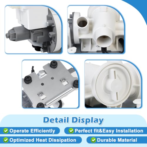 Upgraded W11458345 Washer Drain Pump W10918608 W11316609 W11319789