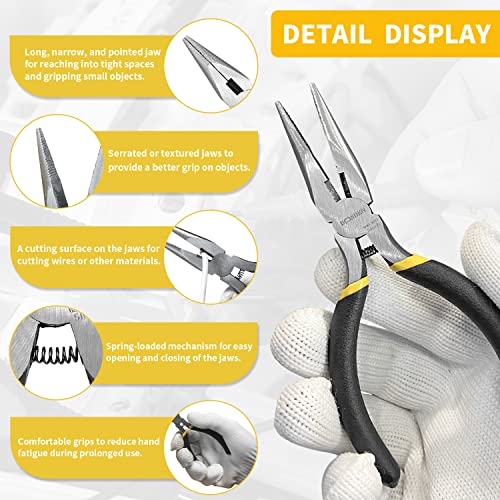 BOOSDEN 5'' Small Needle Nose Pliers 10 Pack, Mini Needle Nose Pliers, Micro Needle Nose Pliers