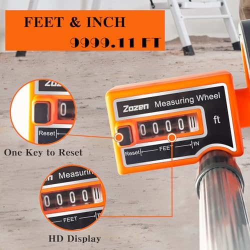 Zozen 4-Inch Measuring Wheel in Feet and Inches,Tape Measure Include,Orange