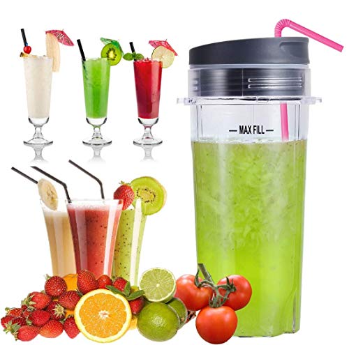 Replacement 6-Fin Male Blade and 16oz Cups for Nutri Ninja Blender,Only for BL660 BL663 BL740 BL770 BL771 BL772 BL773 BL780 (5-pack)