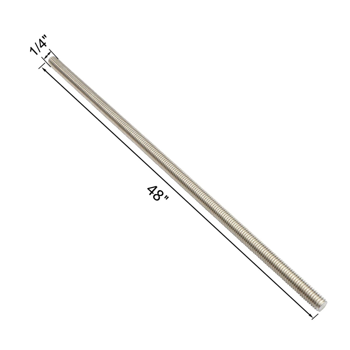 Zadery 304 Stainless Steel 1/4"-20 Fully Threaded Rod, 4 Pieces 47" Length Long Threaded Rods