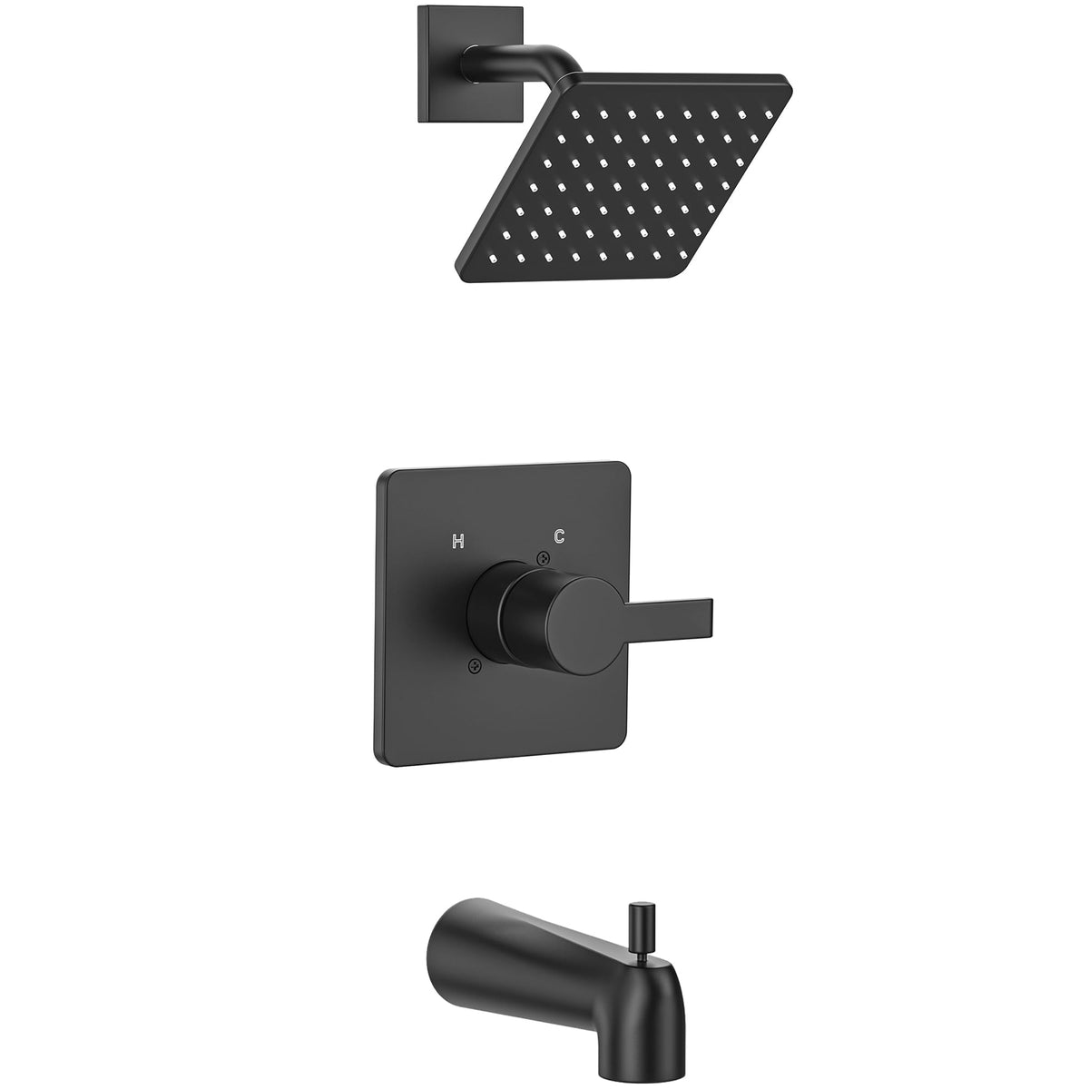 Replacement for Delta 13/14 Series Shower Trim Kit, Compatible with Delta R10000 Valve Tub Shower Faucet Set, Black Shower Head and Handle Set, Matte Black (Cartridge and Valve Not Included)