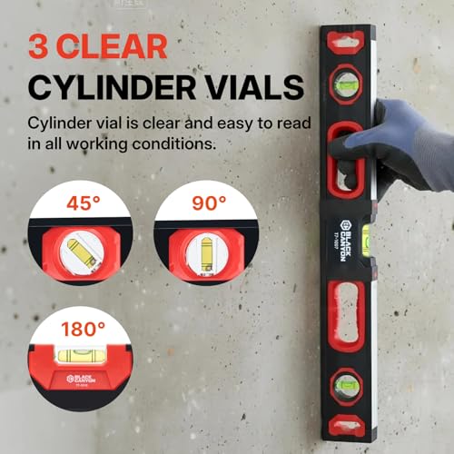 Black Canyon 24" Box Level, 2 FT Level w/Magnetic Base, Vertical and Horizontal Measurement, Aluminum, Plastic Frame, Hang Hole, Vial Types, Suits Construction