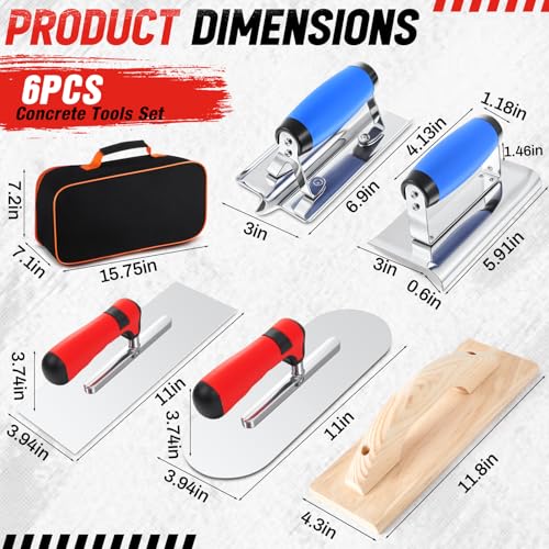 MorningRo 6pcs Concrete Hand Tools Set, Masonry Tools with Bag