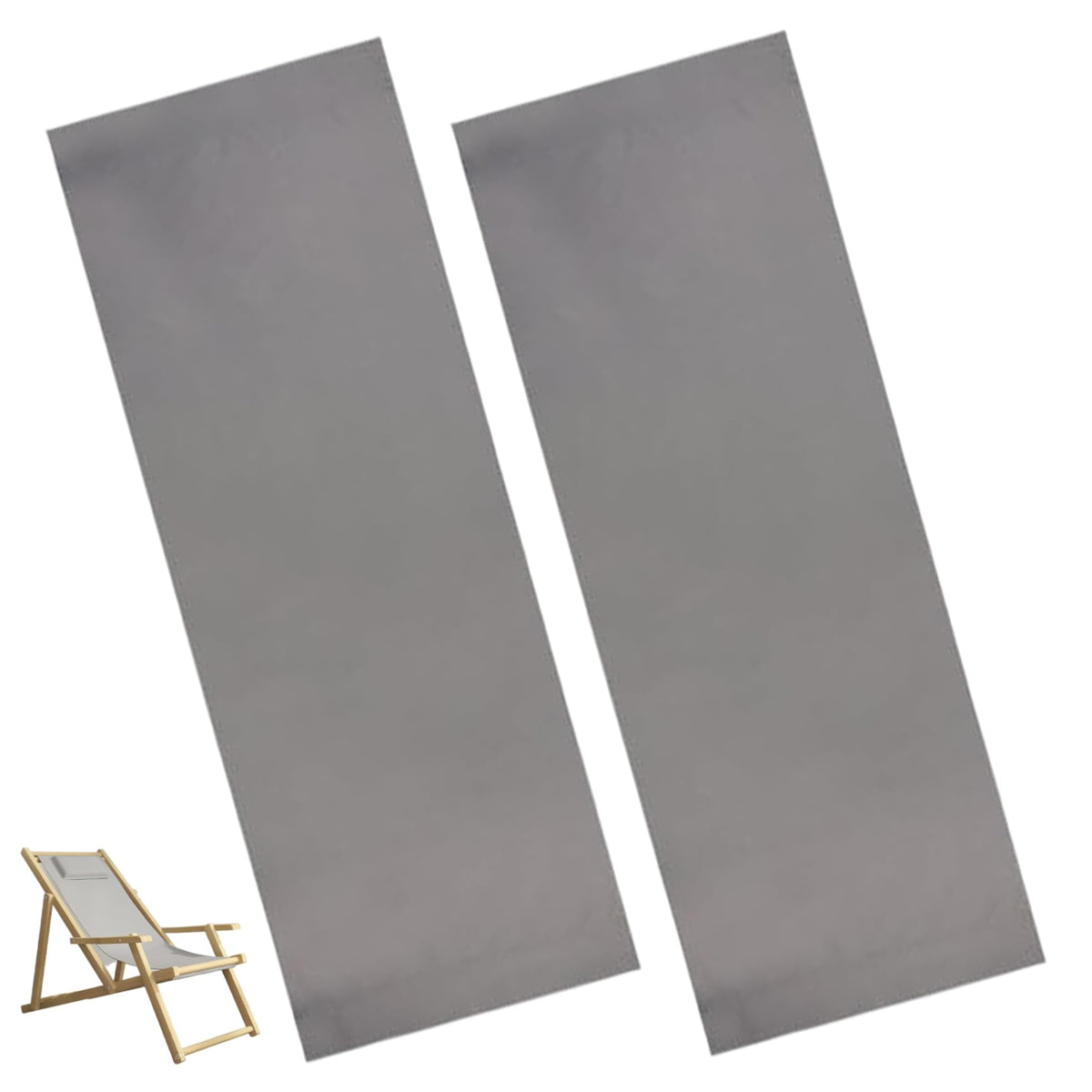 AwnsIMfreien Sling Chair Replacement Fabric, 2PCS Patio Chair Replacement Fabric 45x17 inch Canvas Sling for Sunbathing Beach Garden Grey, Patio