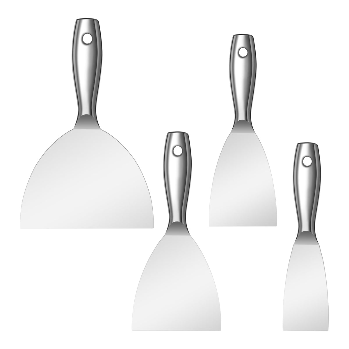 SUMED Putty Knife Set, 2/3/4/6in All-Stainless Steel Scraper Tools, 4PCS