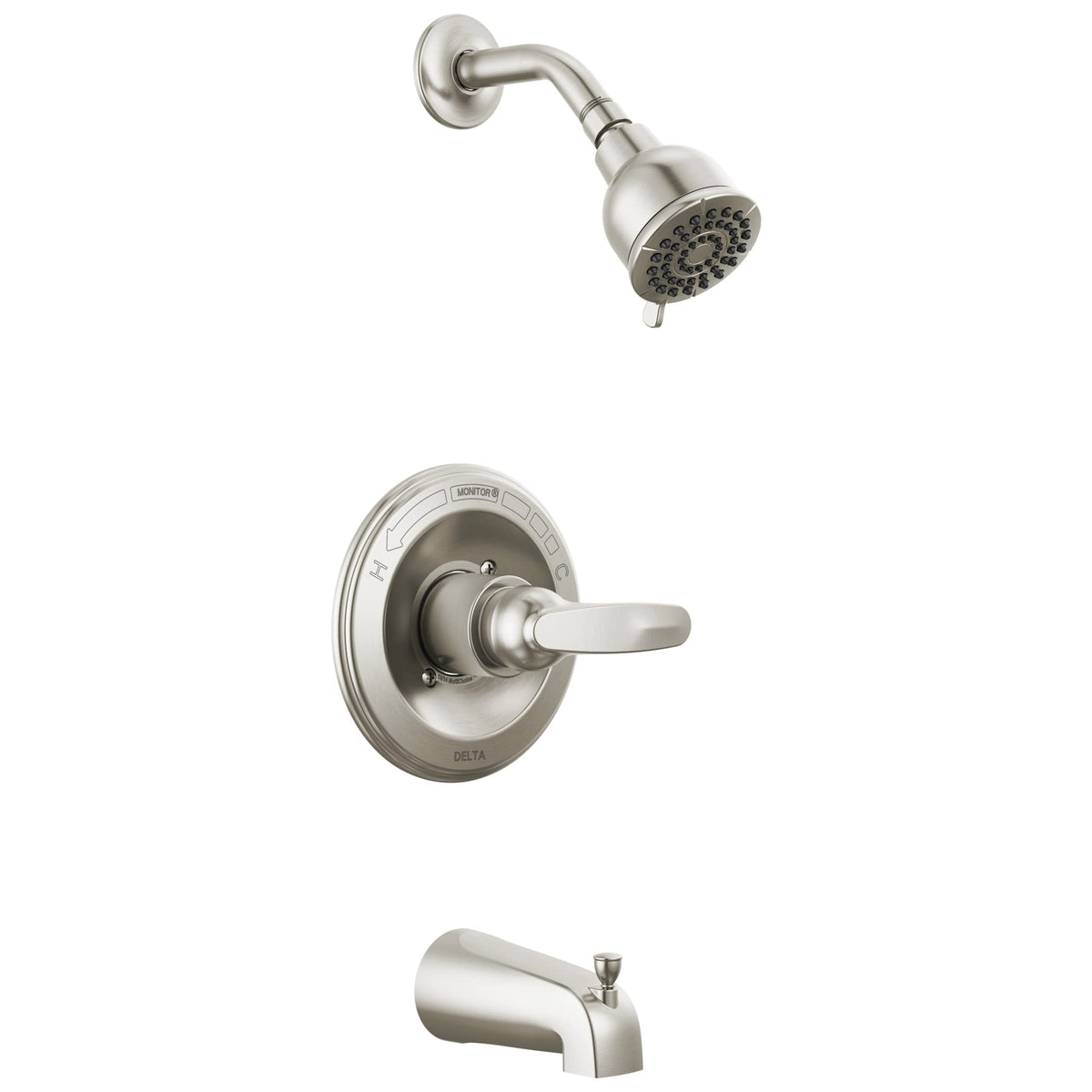 Delta Foundations 13 Series 2-Spray Bathtub and Shower Faucet Set, Brushed Nickel Shower Head and Handle Set, Valve Trim Kit, Stainless BT13410-SS (Valve Not Included)