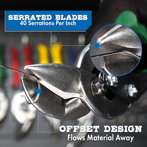 MIDWEST Special Hardness Aviation Snips, Left & Right Cut Offset