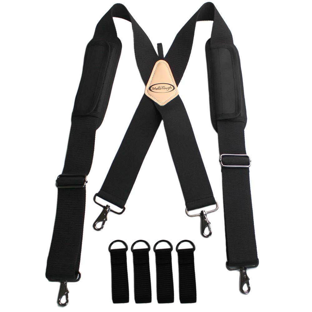 MELOTOUGH Tool Belt Suspenders Work Belt Suspenders Flexible Adjustable Straps with Moveable Padded Shoulders with 4 Loop Attachments