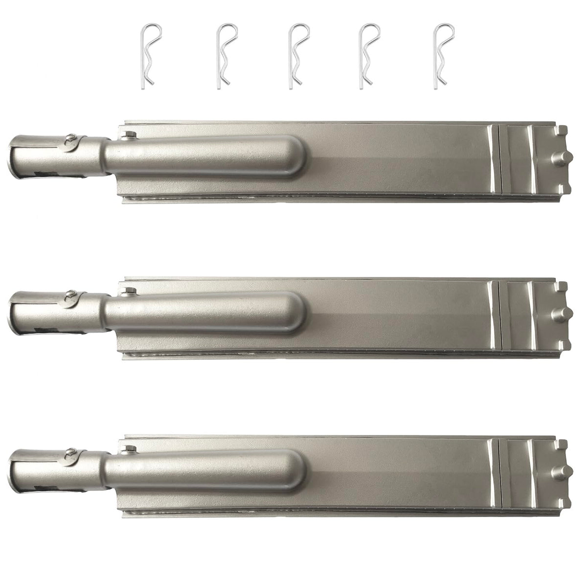 3 Pack Upgraded 15 13/16 Inch Cast Stainless Steel Burner Gas Grill Replacement Parts for Jennair 720-0061, 720-0062, 720-0063, 720-0100, Nexgrill 720-0671, 720-0165, Charbroil Cal Flame Beefeater