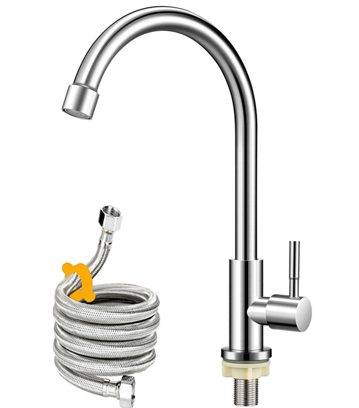 Brushed Nickel Cold Water Only Faucet SUS304 Stainless Steel Single Handle Single Hole Cold Water Sink Faucet for Kitchen,Outdoor
