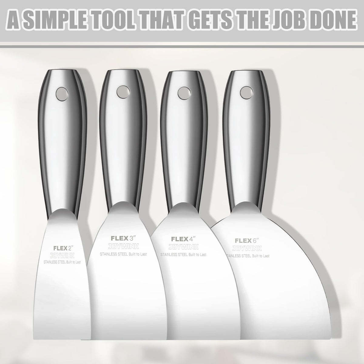 Putty Knife Set, 4Pcs 2",3",4",6" One Piece Putty Knives for Spackling