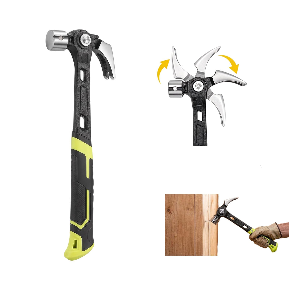 Sakerplus Multifunctional Adjustable Indexing Rip Claw Hammer