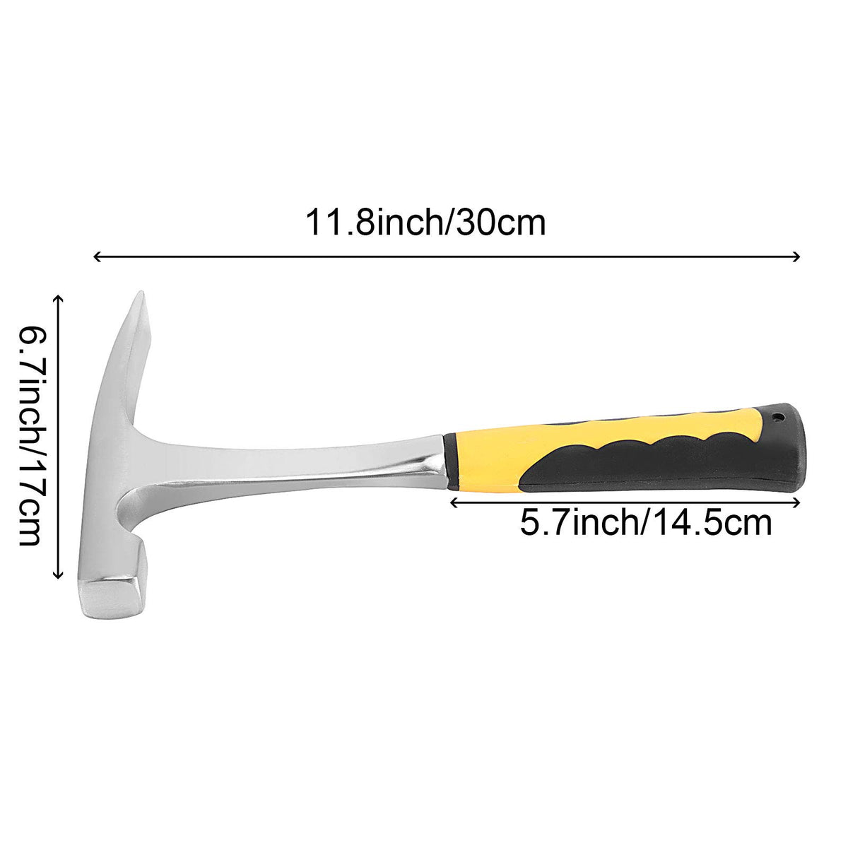 ZEONHEI 2 PCS 32 OZ 11.9 Inch Rock Pick Hammer, High Carbon Steel Brick Hammer with Non-Slip Shock Absorbing Grip, Polished Flat Head Geology Hammer for Mining