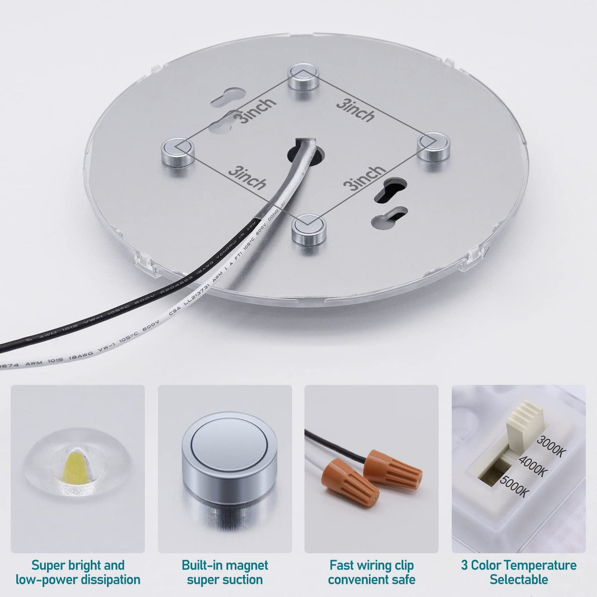 2Pack LED Ceiling Fan Light Retrofit Kit, 6inch 24W 2200Lm, 3CCT Dimmable