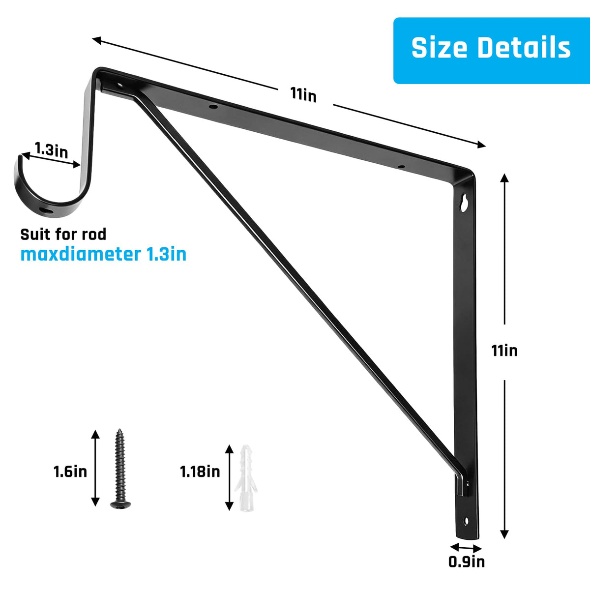 10 PCS Closet Rod Bracket,Closet Shelf Brackets,Closet Rod Support Bracket