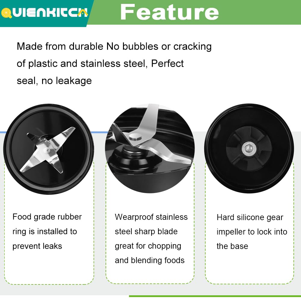 QUIENKITCH Blender Blades, 2 Pack Replacement Parts for Magic Bullet 250W